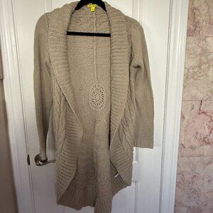 Peppe Peluso Cable Knit Long Cardigan Sweater, Women's Size Medium